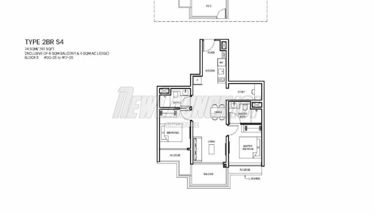 Grand Dunman Floor Plan 2-Bedroom Study Type 2BR S4