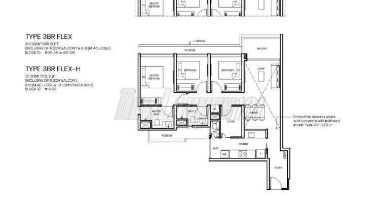 Grand Dunman Floor Plan 3-Bedroom Flex 3BR F