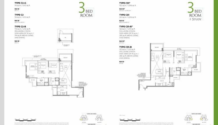 The Lakegarden Residences Floor Plan 3-Bedroom Study