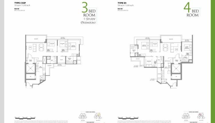 The Lakegarden Residences Floor Plan 3-Bedroom Study Type CS3