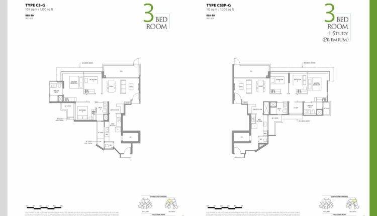 The Lakegarden Residences Floor Plan 3-Bedroom Type C3